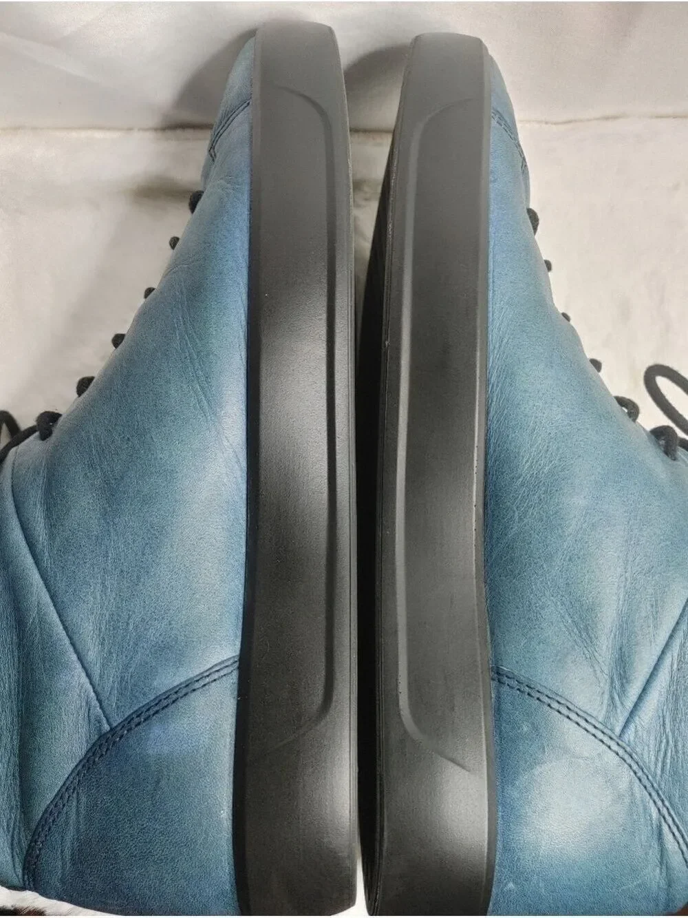 Ecco Indigo Soft 8 Tie II Men's Teal Blue Leather Chukka Boots 10/44 *see Photos
